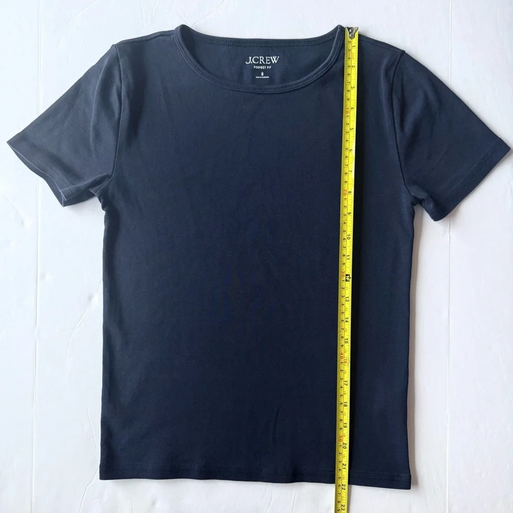 J. Crew New Perfect-Fit Short-Sleeve T-Shirt Navy Blue Size S - Picture 4 of 6